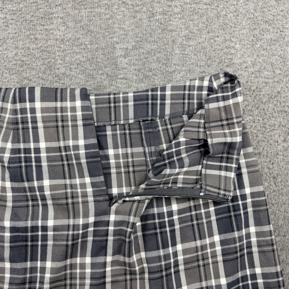 Aeropostale Plaid Mini Skirt Gray Black Women's L Large High Waisted Front Slits - Picture 8 of 8